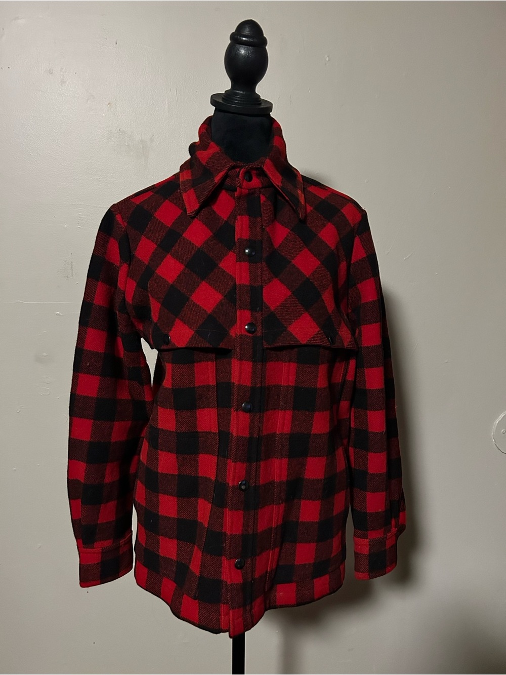 VINTAGE Columbia Red and Black flannel Button-Up Jacket